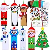 Winlyn 24 Sets Christmas Craft Kits Winter Crafts DIY Christmas Ornaments Art Sets Snowman Reindeer Pine Tree Owl Penguin Christmas Foam Stickers Arts and Crafts for Kids Holiday Classroom Activities