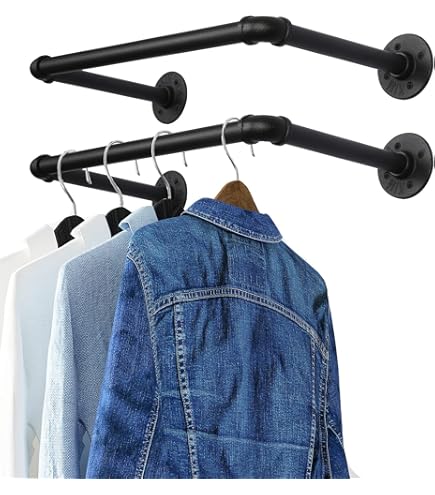 Clothing Rack Wall Mount,32" Industrial Pipe Clothes Rack For Hanging