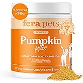 Fera Pets Cat &amp; Dog Pumpkin Plus Fiber Supplement - Powder, 90 Scoops | USDA Organic Pet Digestive Support with Pumpkin for Dogs &amp; Cats - Promotes Gut Health &amp; Regularity with 7 Fiber Sources