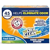 ARM &amp; HAMMER Plus OxiClean Powder Laundry Detergent, Fresh Scent, 3.48 lbs | 45 Loads, Removes Tough Stains, Odor Eliminator, Works in HE Machines
