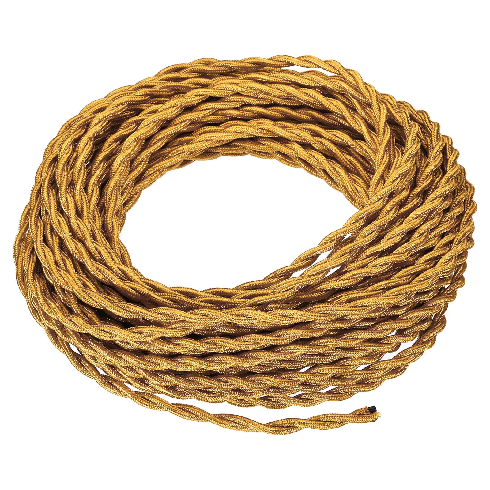 PATIKIL 50 Ft Twisted Cloth Covered Wire, Black UL Listed 18AWG 2-Conductor Vintage Lamp Cable for Pendant Light Bulb Industrial DIY Project, Yellow