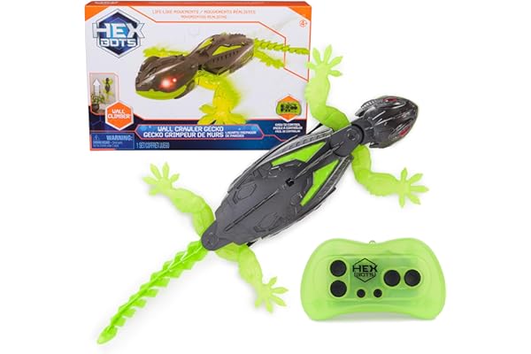 HEX BOTS Crawler Gecko with Official Wall Climber Technology, Rechargeable Remote Control Robot Kids Toy, Prank Toy for Boys 