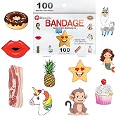BioSwiss Bandages, Assorted Animal, Fun, and Food Shaped Self Adhesive Bandage Set, Latex Free, Sterile Wound Care, 100 Count