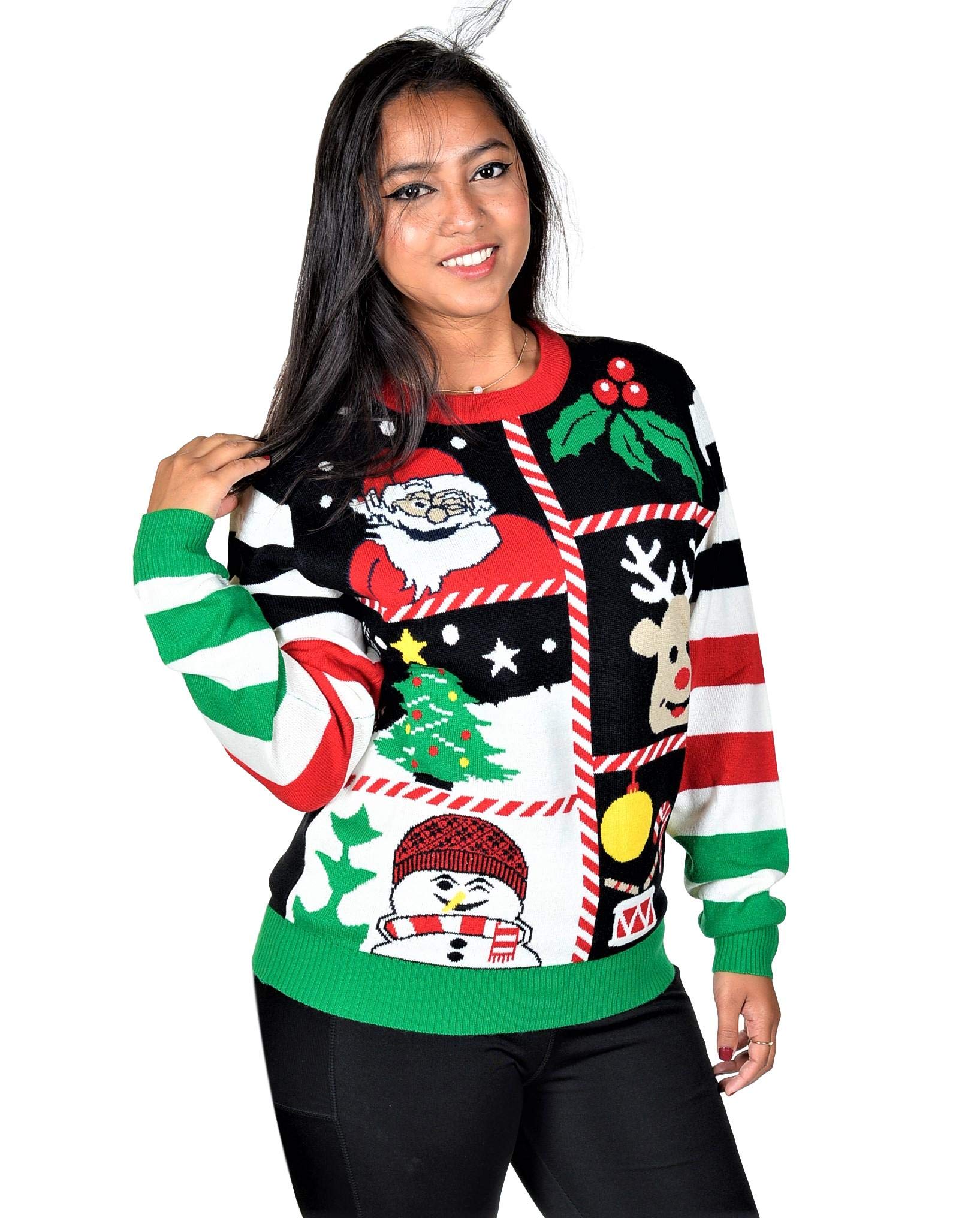 KESIS Santa Snowman Rein Deer Ugly Christmas Pullover Sweater XL Black - Image 5