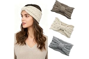3 PCS Warm Plush Cross Knot Headband for Women Elastic Ear Warmer Headwrap Solid Color Sports Hair Accessory