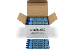 Bulk Wrapped Crayons Box of 52 (BLUE) for Crafting, Parties, Kids - Paper Wrapped - Safety Tested Compliant with ASTM D-4236