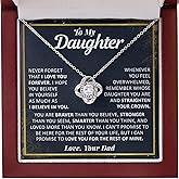 LVBIYDU Daughter Gifts from Dad,To My Daughter Necklace From Dad,Birthday Gifts from Father, White Gold Necklace Cubic Zirconia stone With Luxury wooden box