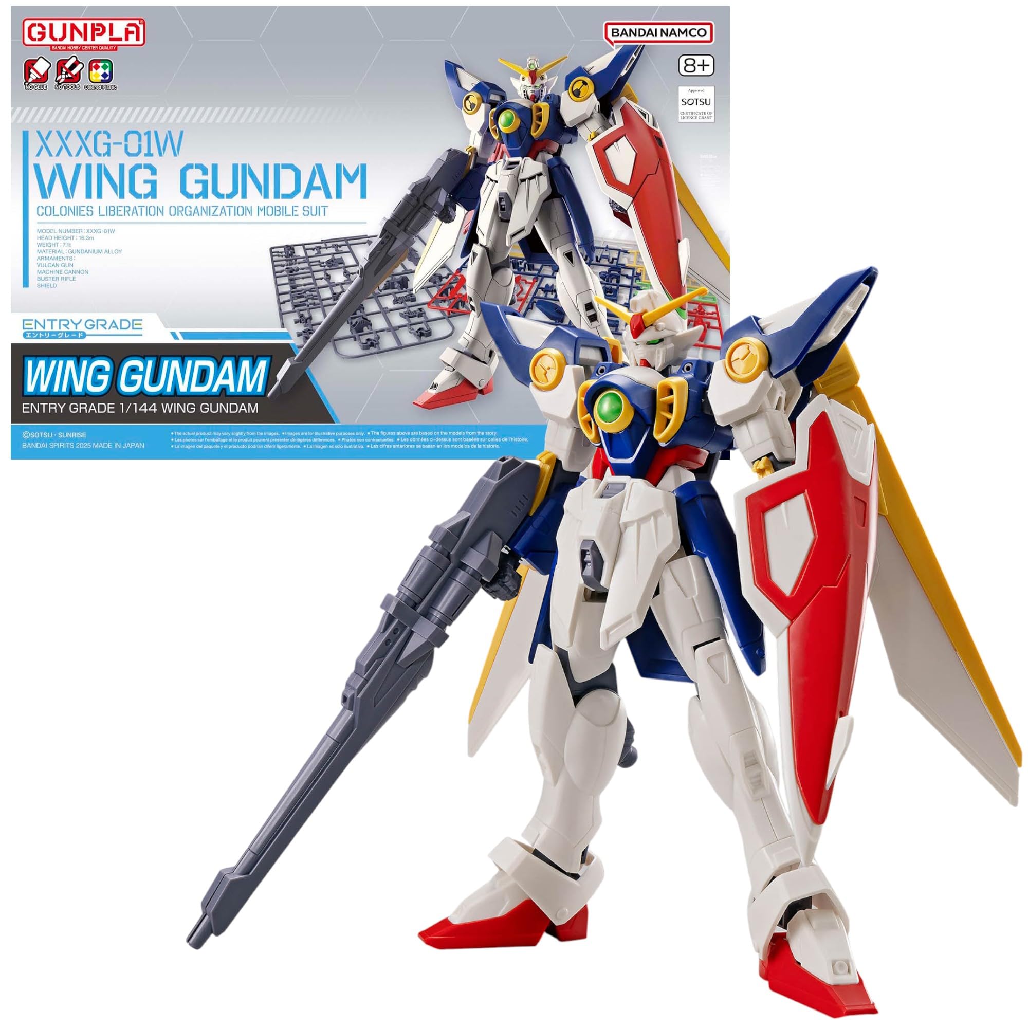Bandai Hobby | Entry Grade 1/144 Wing Gundam Model Kit | Mobile Suit Gundam Wing | Ultra‑Easy Snap‑Fit Assembly, No Glue or Paint Required | Official Bandai Spirits Gunpla