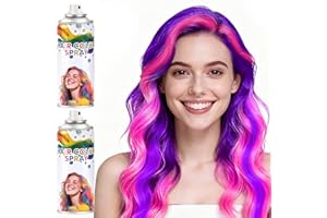 YABACADO 2 Pack hair spray temporary for Girls Women,Washable Hair Dye Spray Non-Sticky Halloween Cosplay Party Crazy Hair Day Hair Coloring Wax (Pink&Purple)