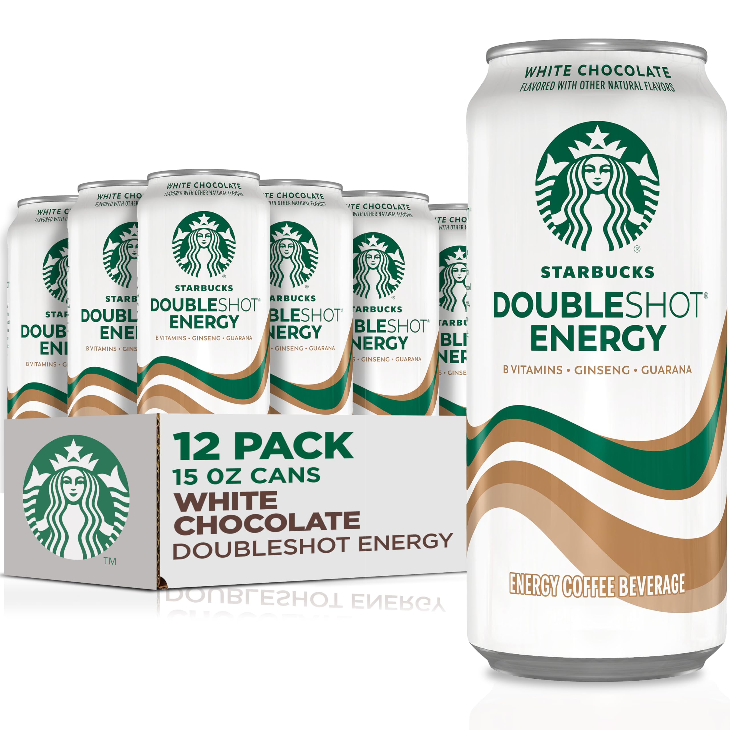 Starbucks Doubleshot Energy Drink Coffee Beverage, White Chocolate, Iced Coffee, 15 fl oz Cans (Packaging May Vary) (Pack of 12) Image
