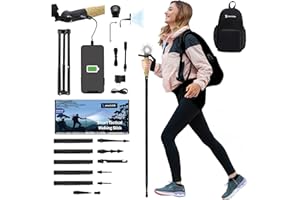 SmartstickX Collapsible Tactical Walking Stick with LED Light, USB Charging, Cork Grip, and Survival Tools – Aircraft Aluminum Trekking Pole for Hiking, Camping, Outdoors & Self Defense