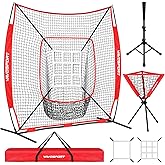 VAVOSPORT 7x7' Baseball Net Set - Portable Softball & Baseball Net, Batting Tee, Ball Caddy, Strike Zone, Training Equipment for Youth Practice