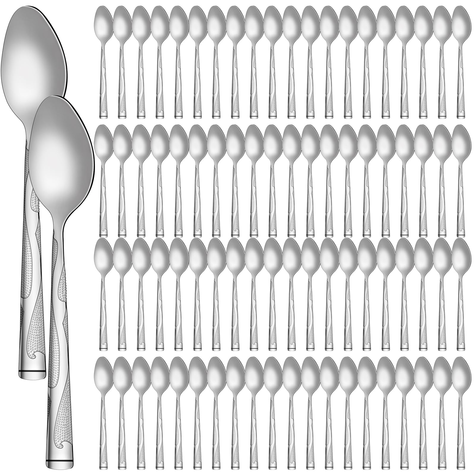 Photo 1 of Lasnten 150 Pieces Dinner Spoons Set 7.24 Inches Silverware Spoons Bulk Stainless Steel Tablespoon Metal Classic Design Mirror for Home Restaurant Kitchen Mirror Polished Dishwasher Safe