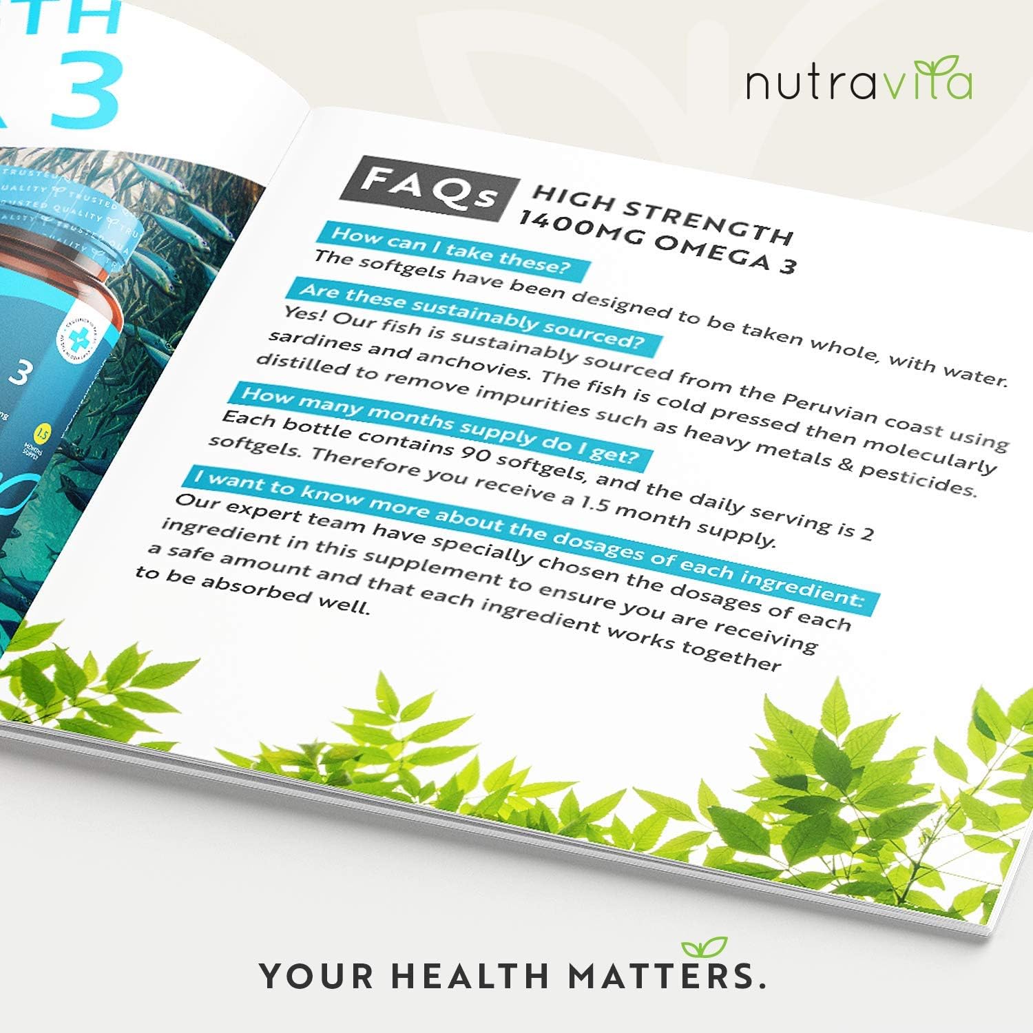 Nutravita Highest Strength Omega 3 Fish Oil 2000mg, Providing 1000mg EPA & 400mg DHA per Serving - Image 5