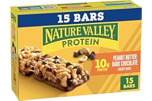 Nature Valley Breakfast Bars, Protein Granola Bars, Peanut Butter Dark Chocolate, Chewy, Gluten-Free, Individually Wrapped, On-the-Go, No Artificial Flavors or High Fructose Corn Syrup, 15-Count Box