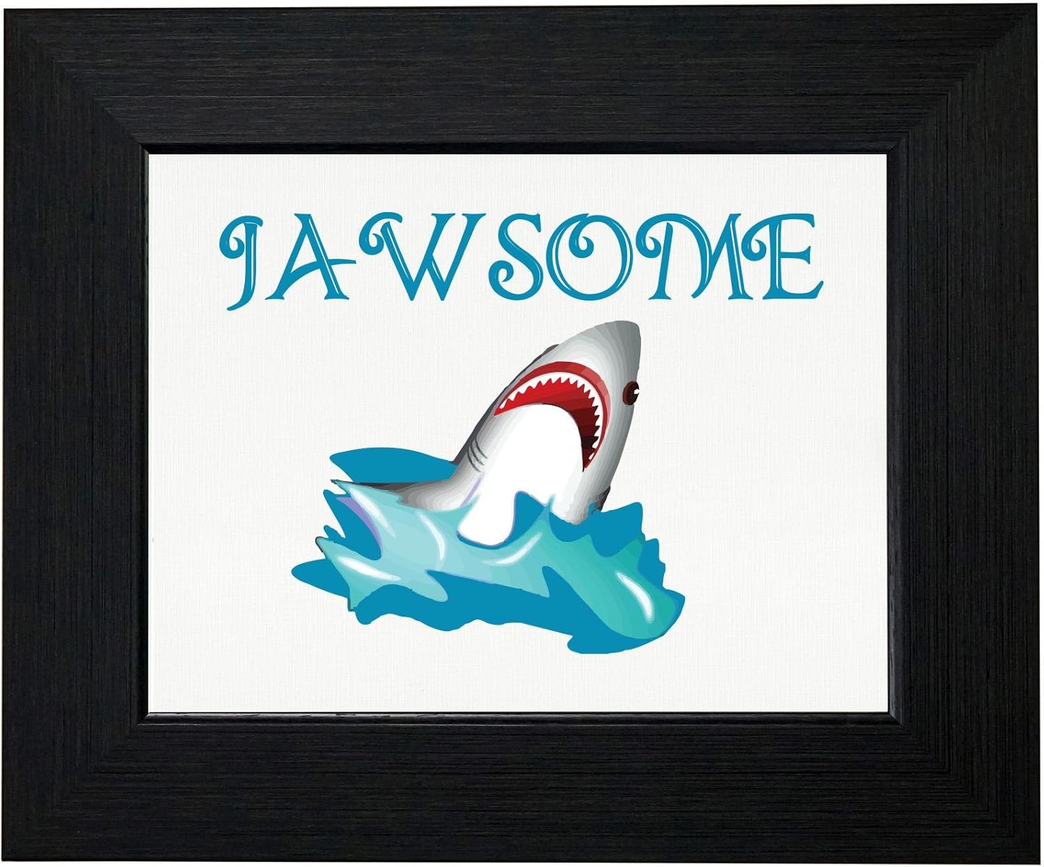Royal Prints Awesome Shark Jawsome Graphic Colorful Framed Print Poster Wall or Desk Mount Options