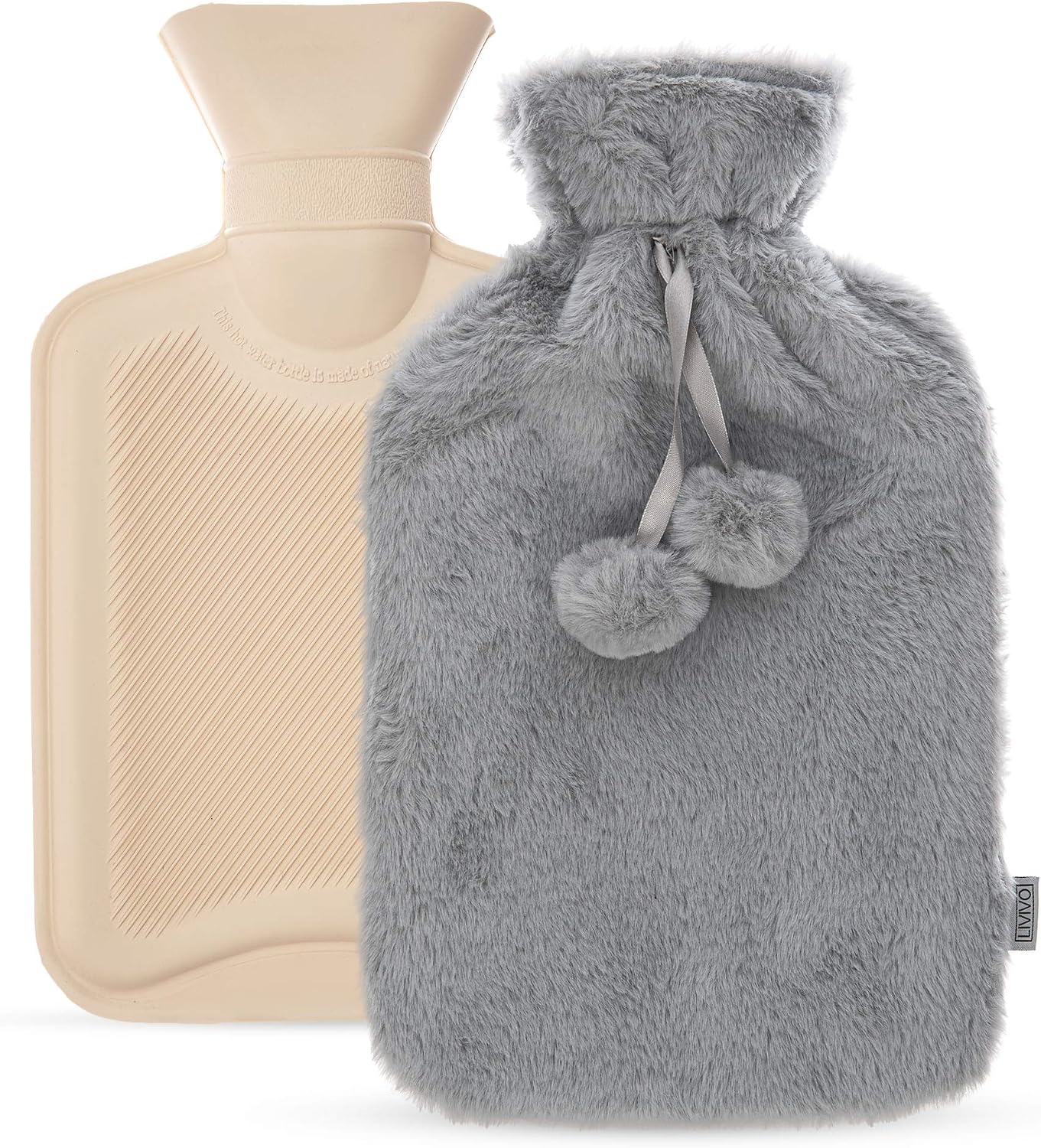 LIVIVO 2L Hot Water Bottle with Cover UK, Large Thermoplastic Hot Water Bottles for Adults Winter Warmth & Stress Relief