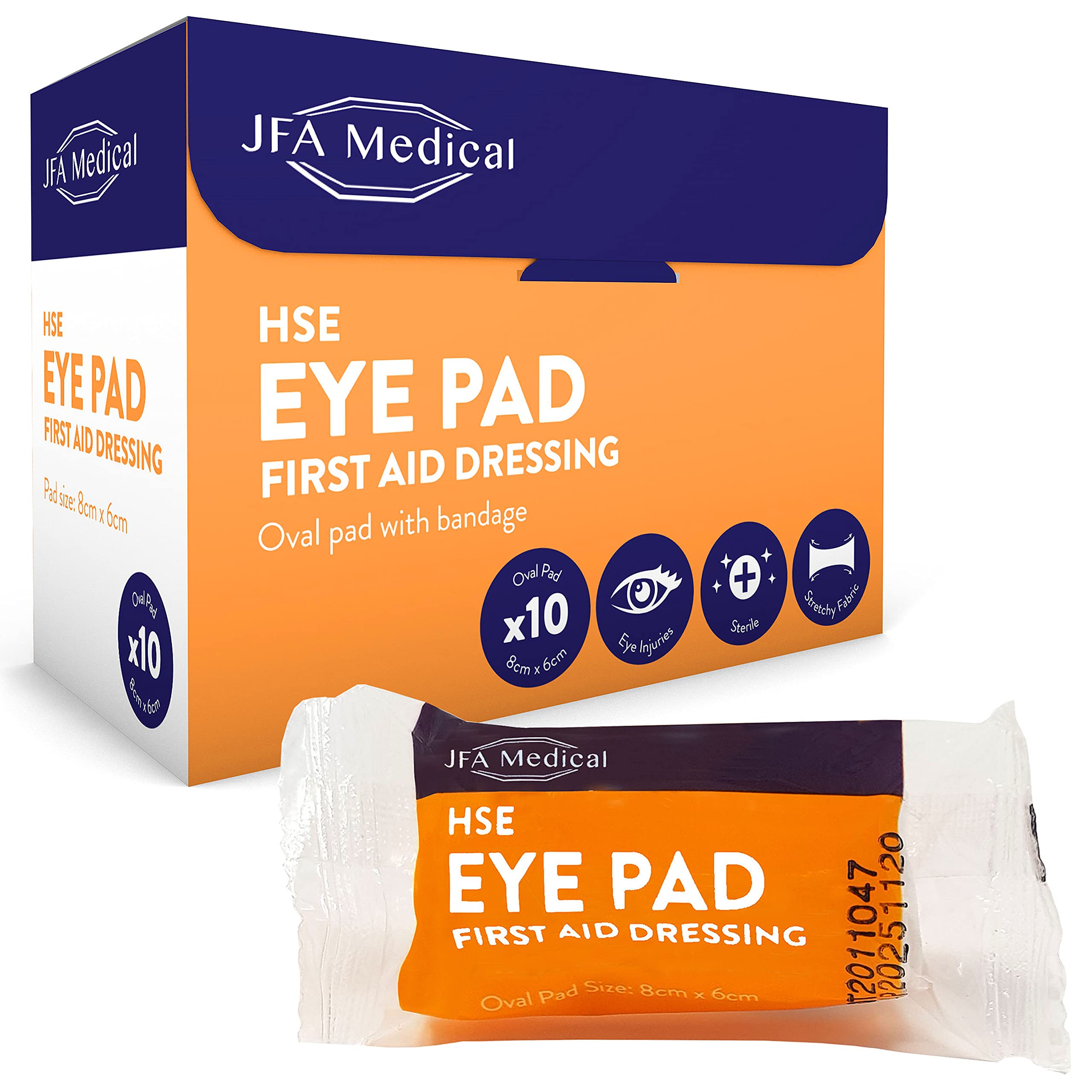 JFA Medical HSE Eye Pad First Aid Bandage Dressing - Pack of 10 Bandages