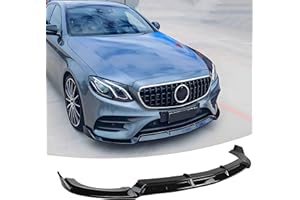 NEESPOC Front Bumper Lip Splitter Spoiler Fit for Mercedes E-Class E300/ E350/ E400/ E450/ E43/ E53/ W213 2017-2020 (Sport Sedan Models Only), Gloss Black 3pcs Air Chin Body Kit Exterior Accessories