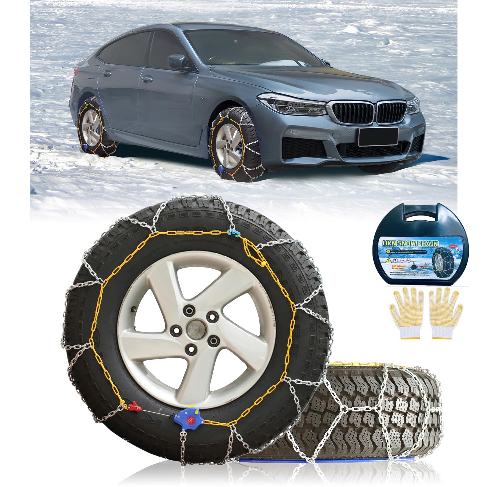 Photo 1 of ??NEOCHIAEVO Auto Tightening Snow Chains Tire Chains, 1-Minute Quick Install, Universal Fit for Car/SUV/Pickup Truck, Multi-Weather Emergency Traction, Set of 2 - HKN100