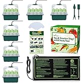 Seedfactor 7-Pack Seed Starter Kit with Grow Light (12 Cells per Tray), Plant Germination Trays with Adjustable Humidity Dome Seed Trays Seedling Starter with Base Trays for Germination