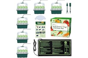 Seedfactor 7-Pack Seed Starter Kit with Grow Light (12 Cells per Tray), Plant Germination Trays with Adjustable Humidity Dome Seed Trays Seedling Starter with Base Trays for Germination