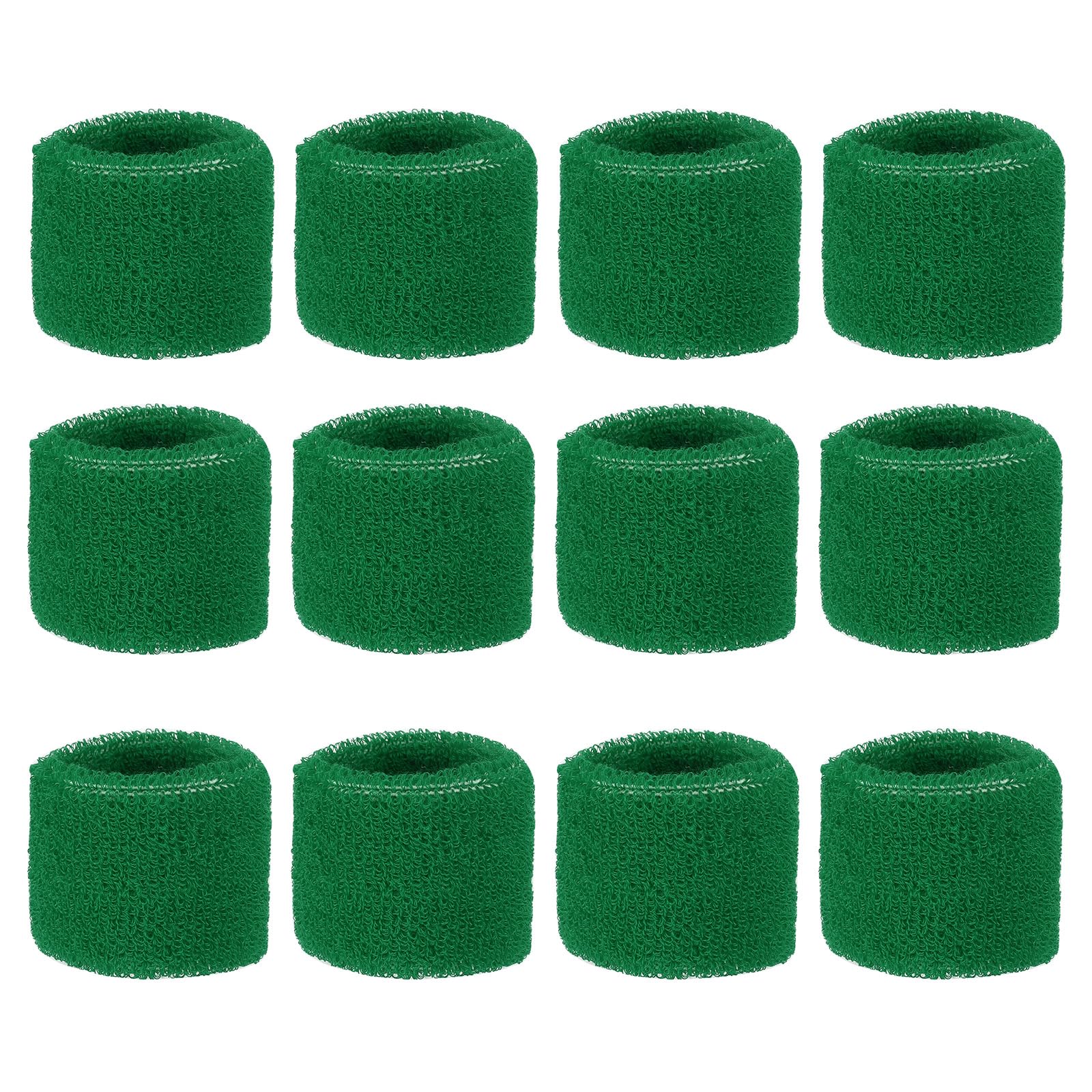 PATIKIL Sports Wristbands 8x5cm, 12 Pcs Wrist Sweatband Absorbent Cotton Terry Cloth Wrist Bands for Competitions Tennis Basketball Working Out Athletic Running, Green