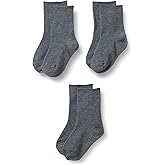 Amazon Essentials Boys' Ribbed Crew Socks, Everyday Casual, School Uniform, 3 Pairs