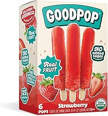 GOODPOP - Strawberry Junior Pops - 100% Fruit Juice, No Artificial Dyes or Flavors, No Added Sugar, 6 Count