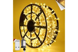 JMEXSUSS 168FT 600 LED Christmas Lights Outdoor Waterproof Clear Wire Warm White Christmas Tree Lights Plug in String Fairy Lights for Outside Indoor for Bedroom Wedding Party Holiday Xmas Decorations
