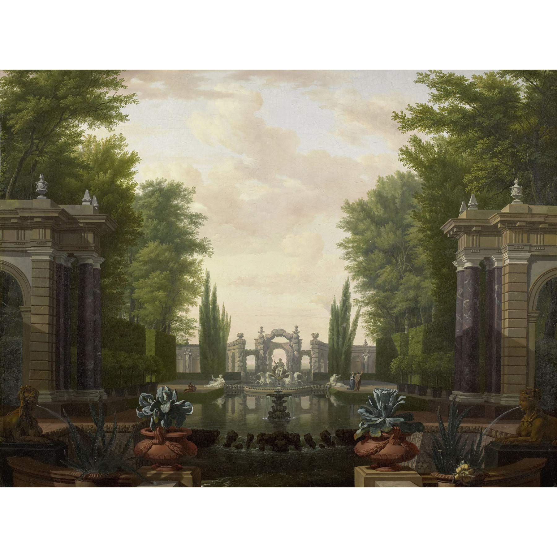 Artery8 De Moucheron Water Terrace Statues Fountains Large Wall Art Poster Print Thick Paper 18X24 Inch