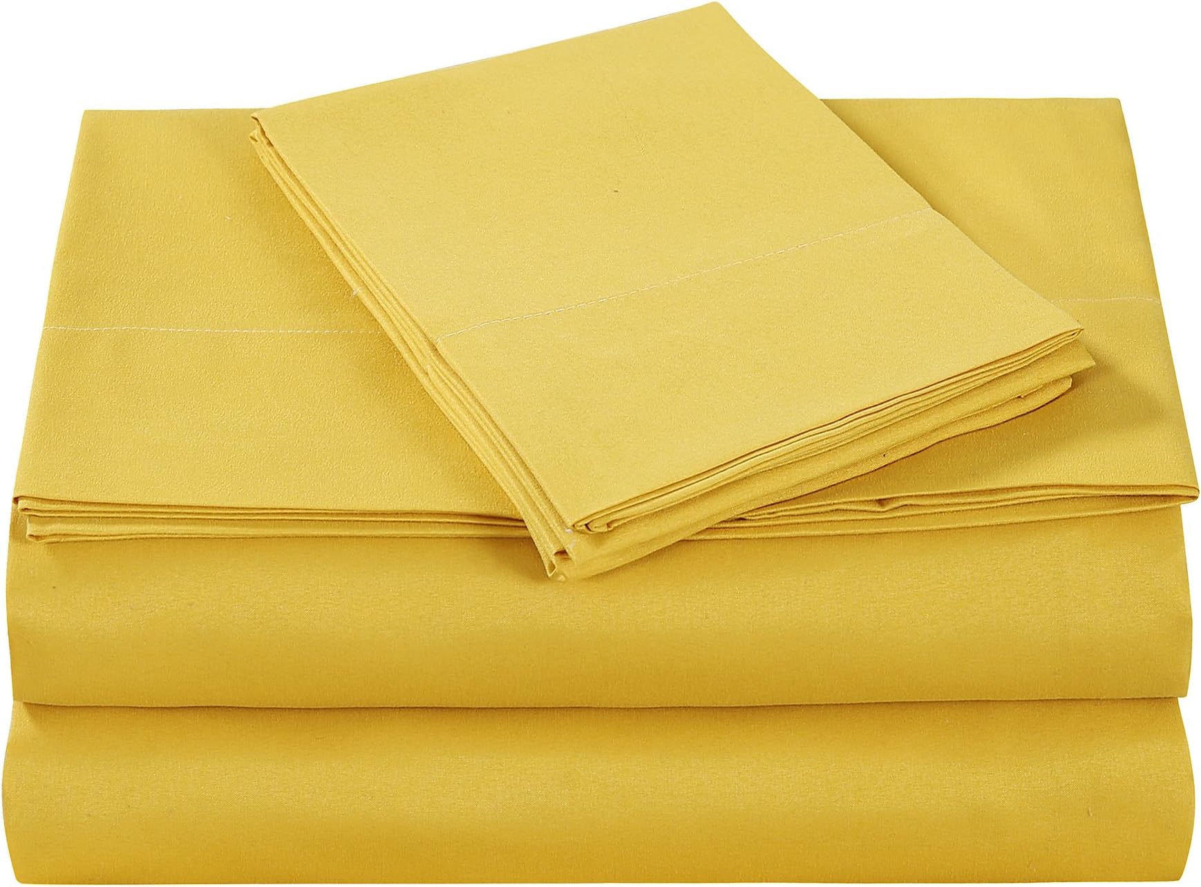 Style Homes 4-Piece Luxury Bed Sheet Set - Ultra Soft Microfiber, Solid Color, Wrinkle & Shrink Resistant, Hypoallergenic - King, Spicy Mustard