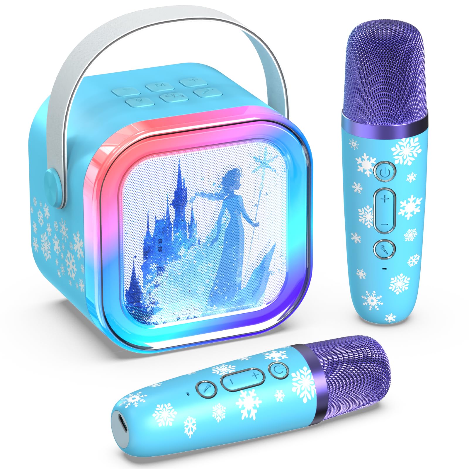 Photo 1 of Mini Karaoke Machine for Kids,5 Voice Effects - Portable Bluetooth Speaker with 2 Wireless Mics LED Lights for Boys Girls Ages 3-12| Kids Karaoke Machine Birthday Gift Toy for Singing,Party & Play
