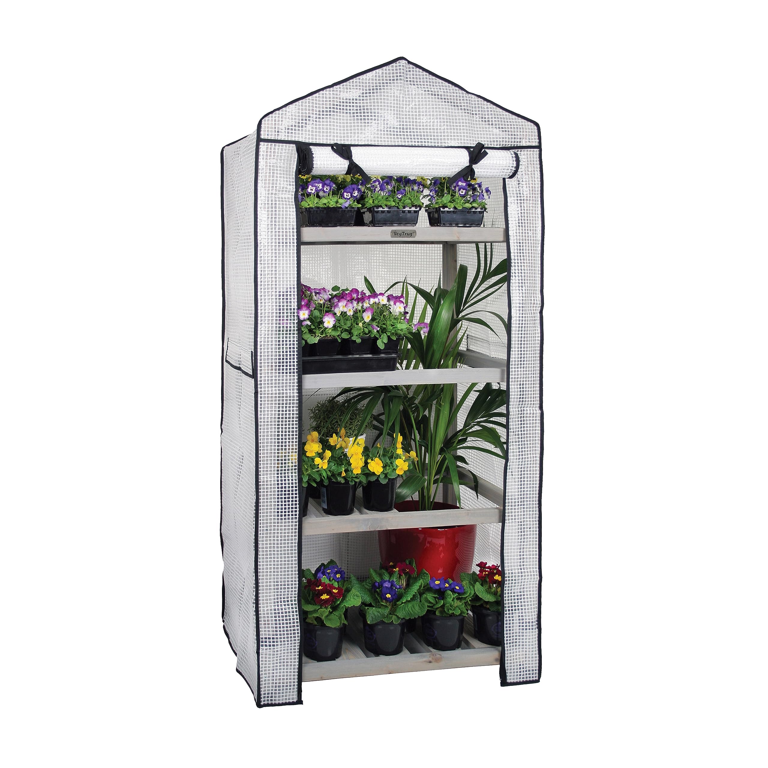 VegTrug Wooden Greenhouse Nursery & PE Cover - Grey Wash