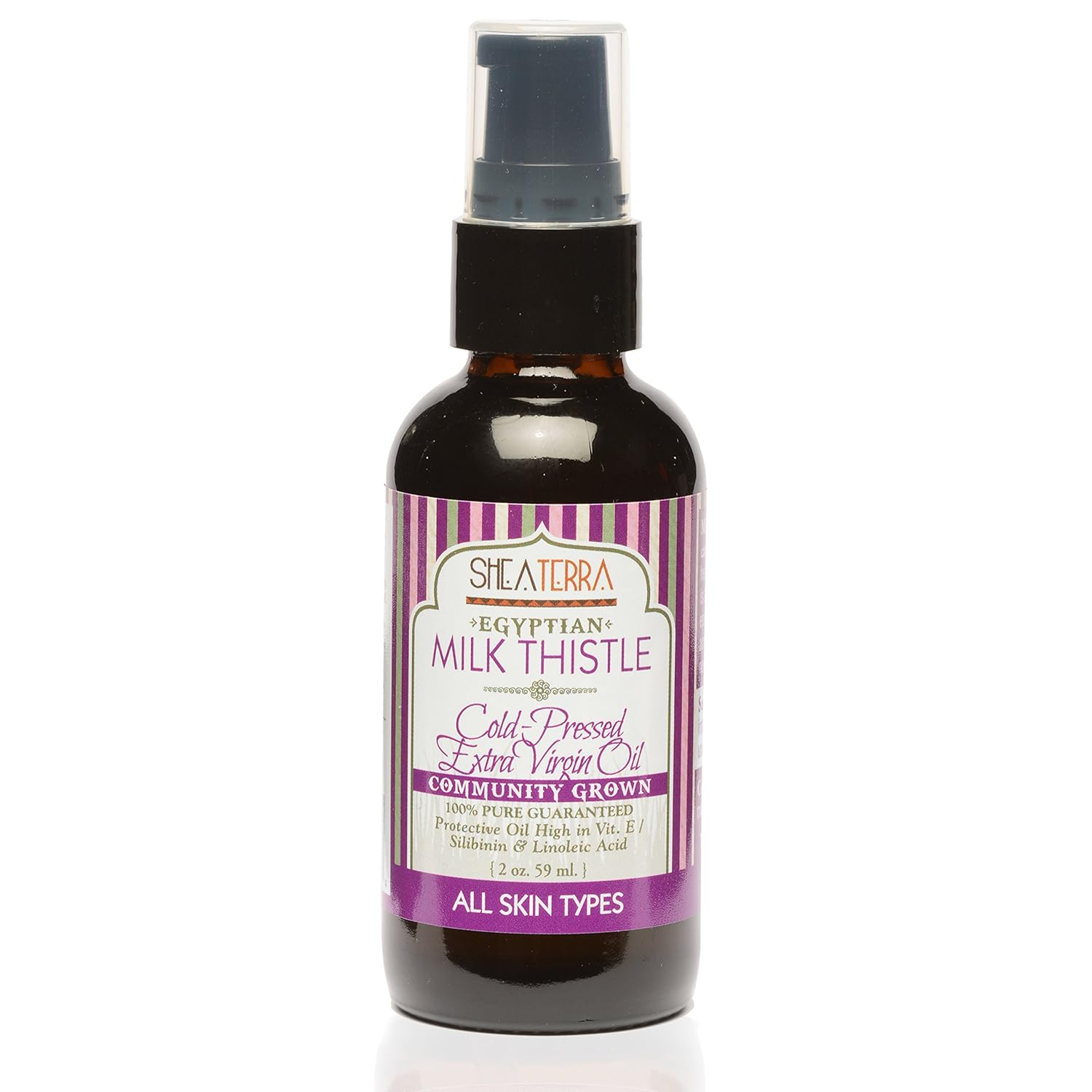 Shea Terra Organics Egyptian Milk Thistle Cold Pressed Extra Virgin Oil | Anti-Oxidant, Anti-Aging, Vitamin E Oil | All Skin Types - 2 oz