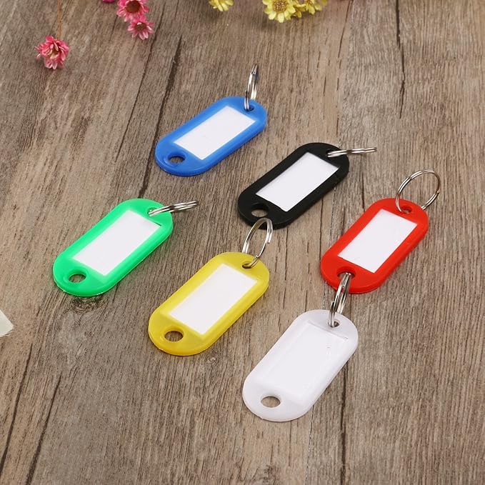 30pcs Key Ring Tags Fobs with Labels Luggage Tags Plastic (Random Color