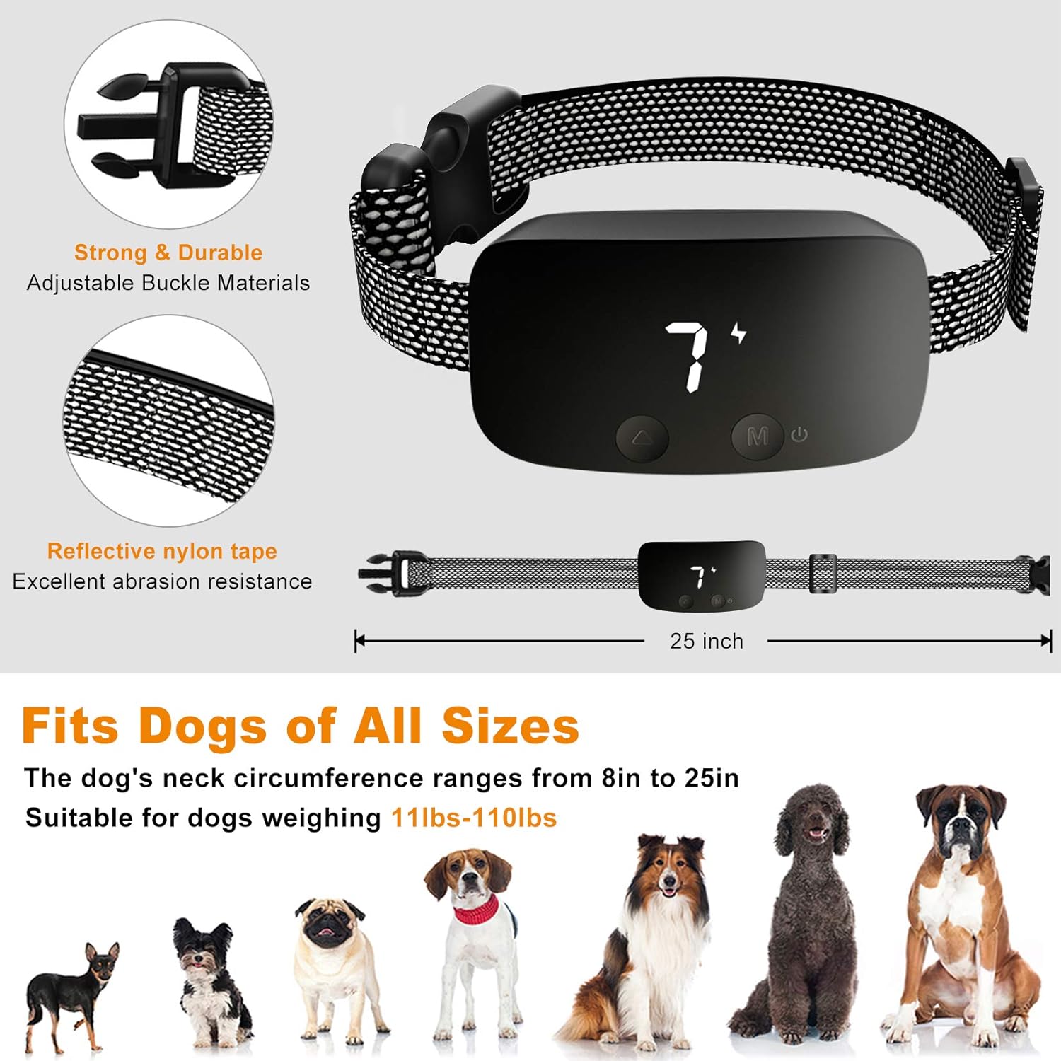 NBJU Bark Collar for Dogs, Rechargeable Anti Barking Training Collar with 7 Adjustable Sensitivity and Intensity Beep Vibration for Small Medium Large Dogs (Black) : Kitchen & Dining