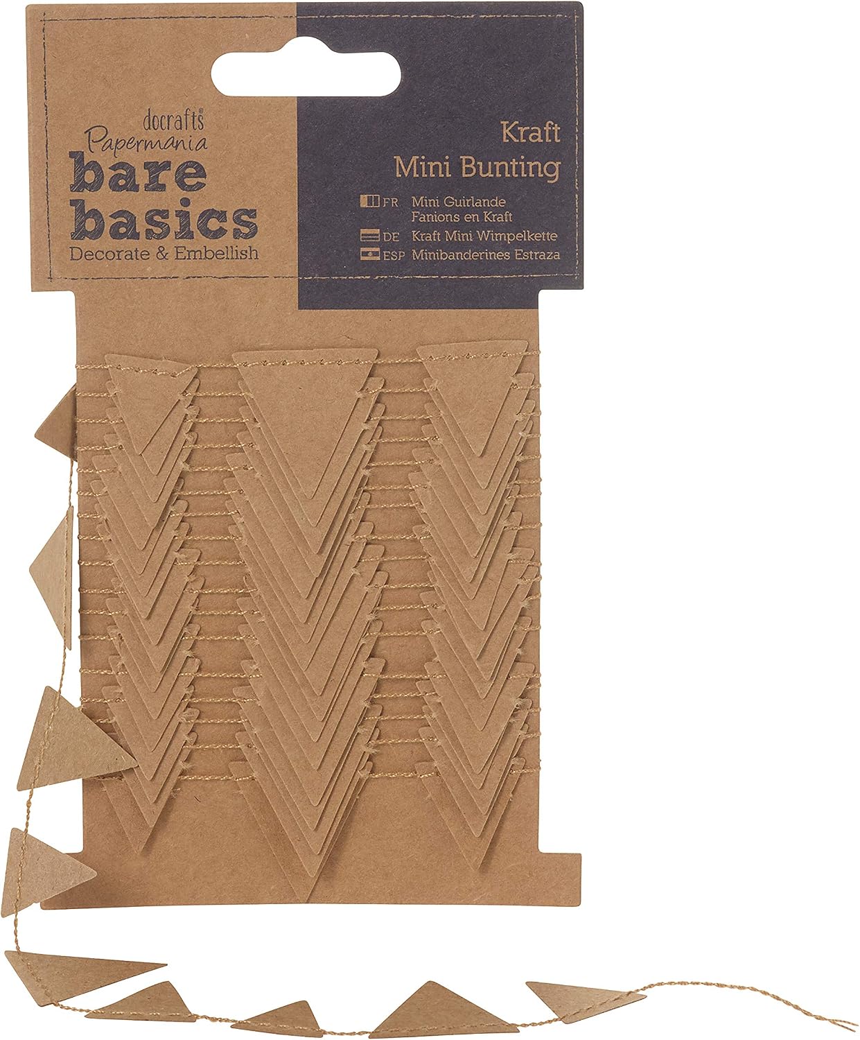 Papermania Bare Basics Kraft Mini Triangles Bunting, Brown - Image 3
