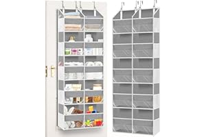 Over The Door Organizer, 5-Tier Extra Large Behind Door Storage with 10 Big Front & 10 Mesh Pockets, 80lb Capacity, Hanging S