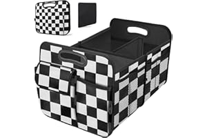 HABOPET Trunk Organizer for Car, Collapsible Car Organizers and Storage, Car Accessories for Women and Men, Multi-Compartment Car Storage Organizer for SUV, Car, Mini-Van - Black Plaid