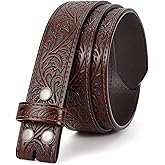 SANSTHS Western Leather Belt Strap for Men, Cowboy Belts without Buckle Cowgirl Western Strap Belt for Jeans Christmas Belts