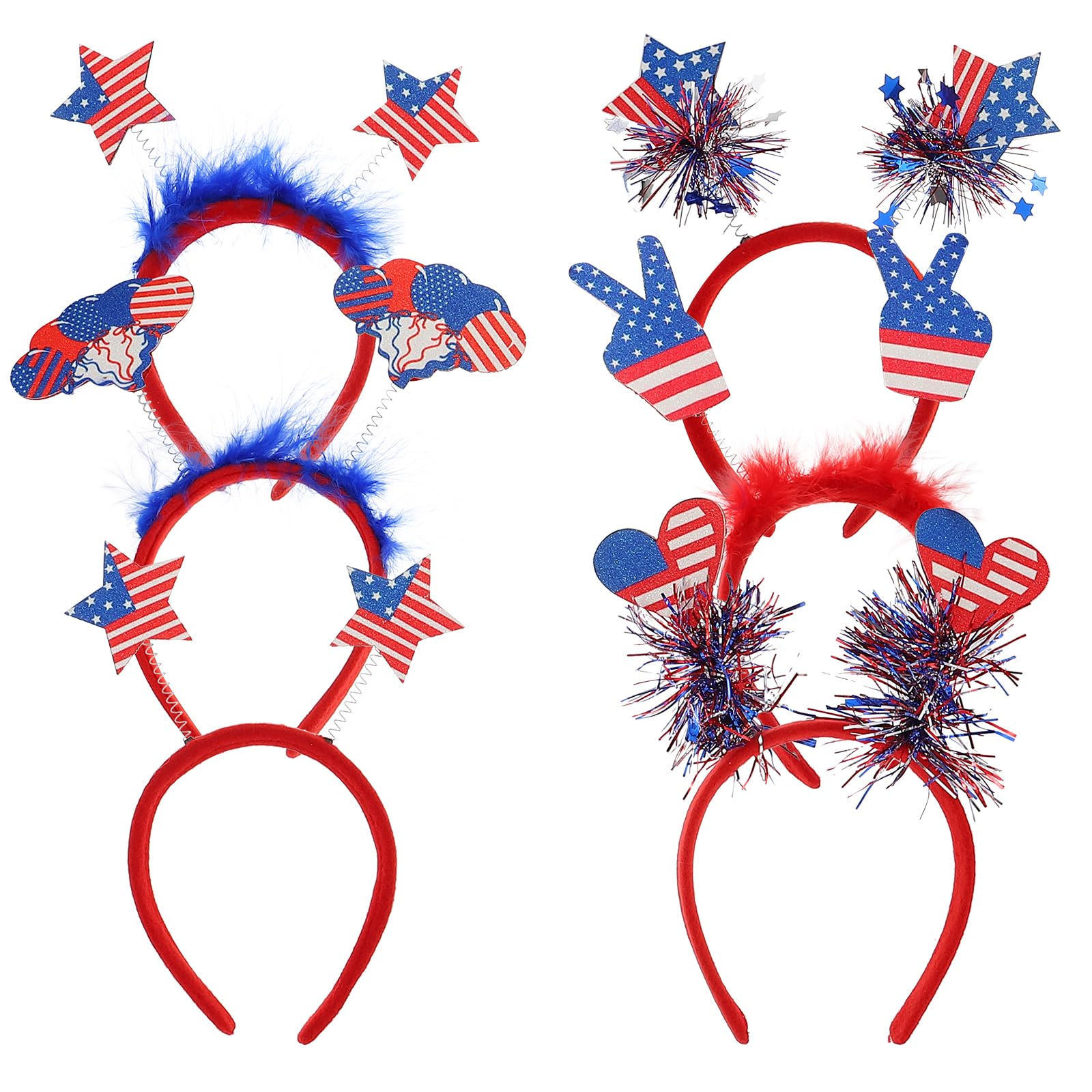 MAGICLULU 6pcs Independence Day Headband Independence Day Head Decor Usa Flag Head Hoop Patriotic Hair Accessories Usa Decorations Tiara Female Headpiece United States Plastic Delicate Miss