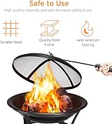 Yaheetech Outdoor Fire Pit Round 54 cm Steel Patio Heater Garden view 6