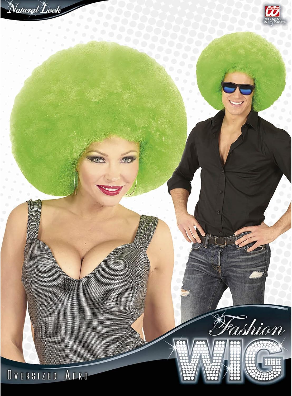 Widmann Afro Wig, One Size, Green, 34 cm - Image 3