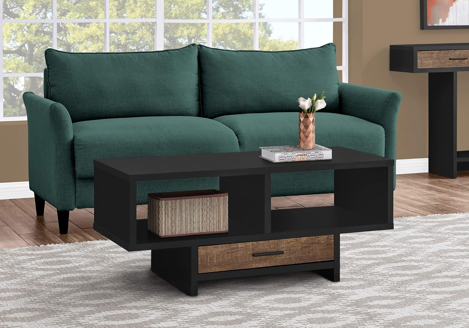 Monarch Specialties Drawer & Shelves Rectangular Cocktail Accent Coffee Table, 43