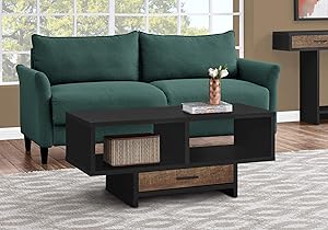 Monarch Specialties Drawer & Shelves Rectangular Cocktail Accent Coffee Table, 43