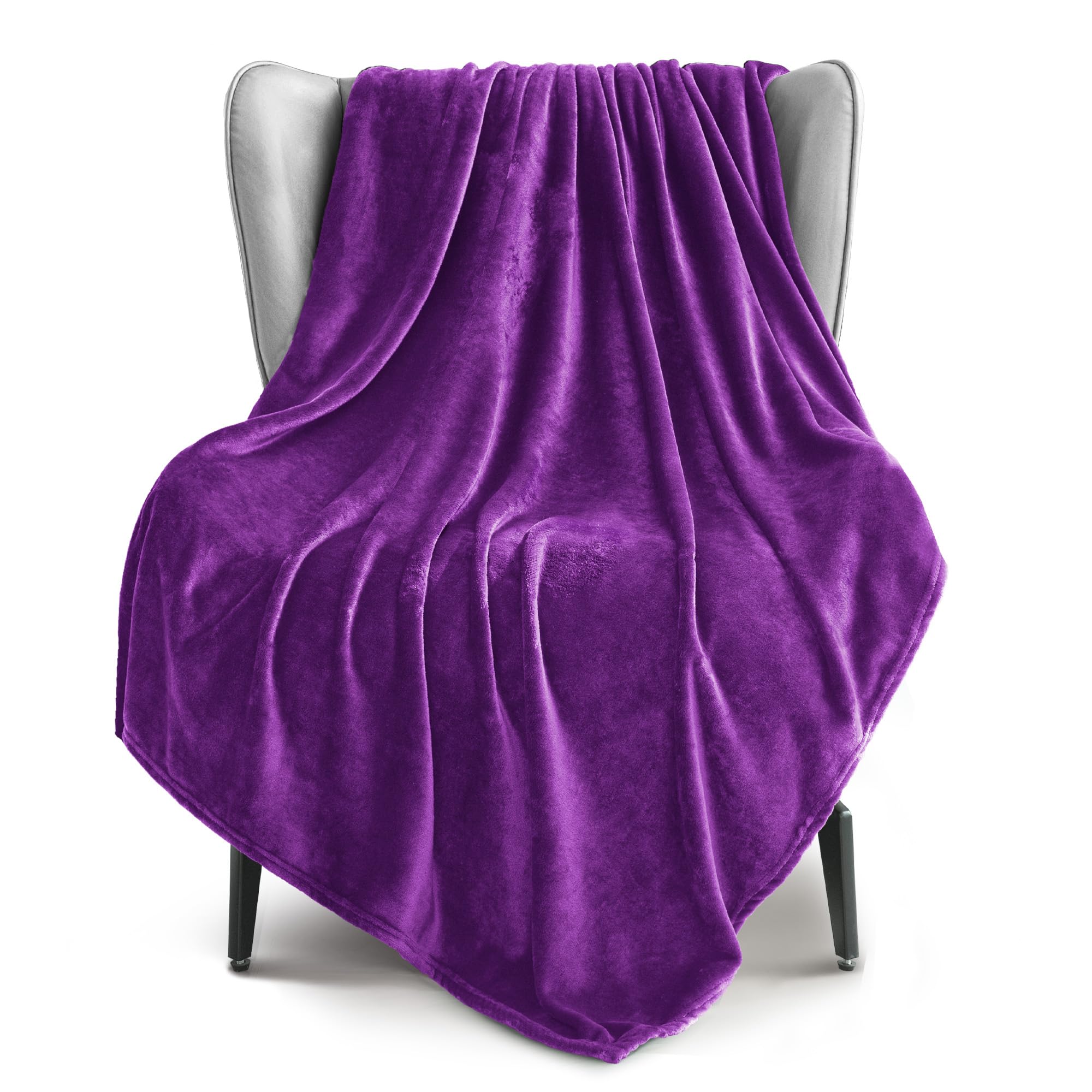 Exclusivo Mezcla Extra Large Fleece Throw Blanket for Couch, Sofa, 300GSM Super Soft and Warm Blankets, Purple Throw All Season Use, Cozy, Plush, Lightweight, 127x178 CM