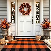 Fall Décor Orange and Black Plaid Rug, 2'4