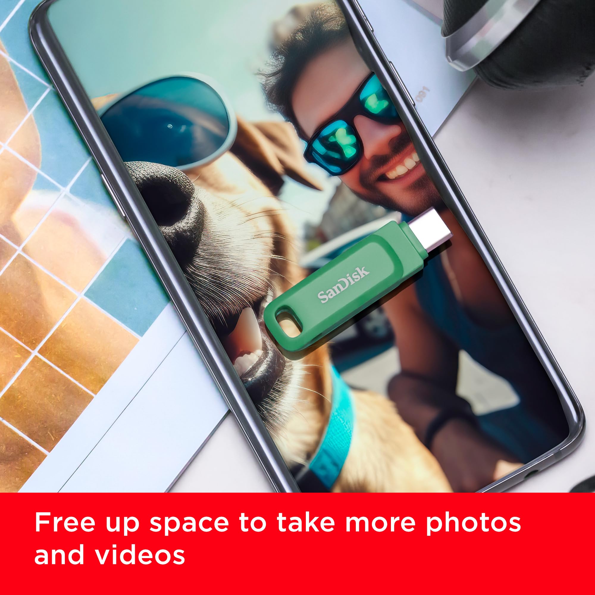 SANDISK Ultra Dual Drive Go 1 TB USB Type-C & Type-A (Android Smartphone Speicher, USB Type-C & Type-A-Anschluss, 400 MB/s Lesen, Nutzung als Schlüsselanhänger möglich) Absinth Grün 3