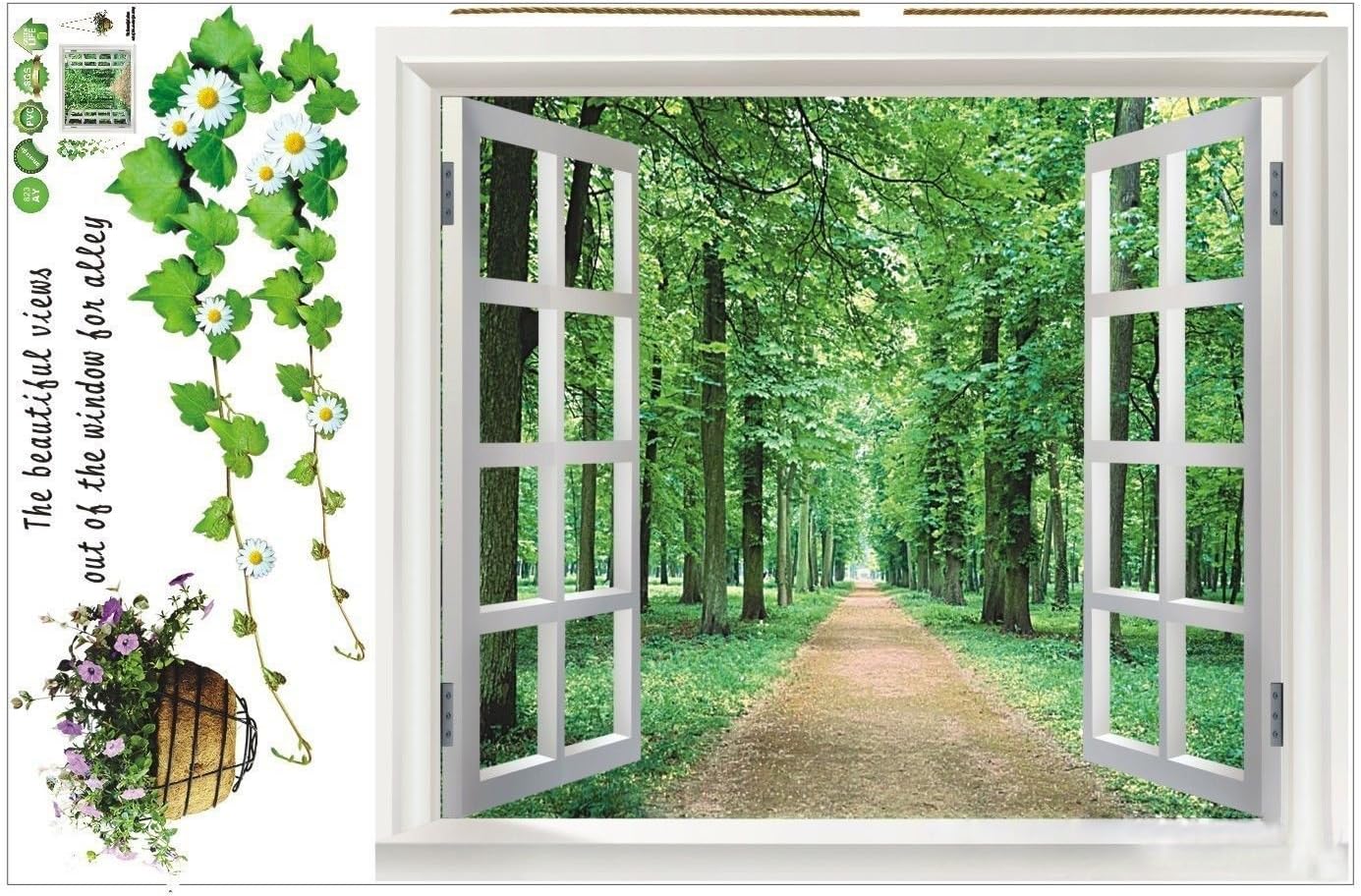Autocollants Fenêtre Plantes Feuilles Vertes Anti-Collision Stickers Printemps Fleurs Été